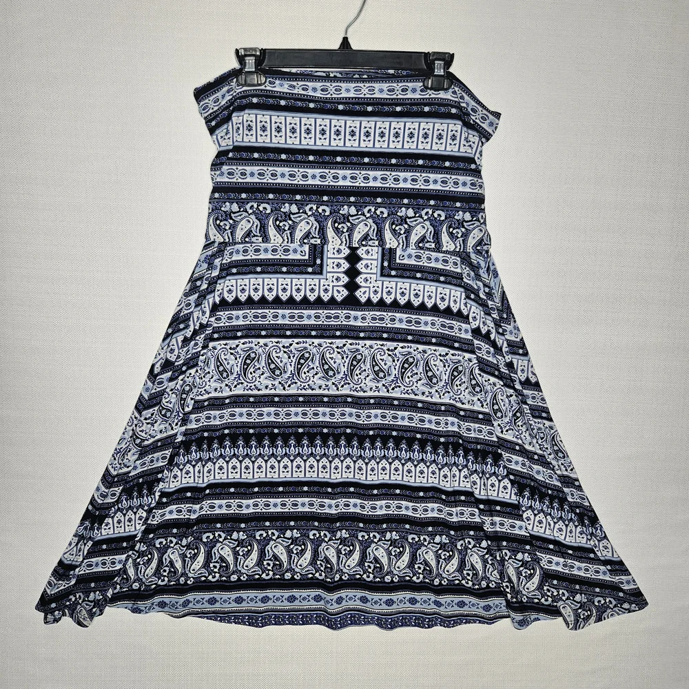 INC International‎ Concepts Paisley Maxi Skirt Navy, Black, White, Blue Size XL